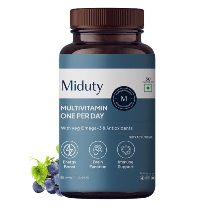 Miduty Multivitamin with Omega 3 | Immunity Booster & Muscle Function for Men & Women | Daily Vitamin Supplement with DHA, A-Lipoic Acid,Grape Seed Extract,Magnesium | 30 Capsule