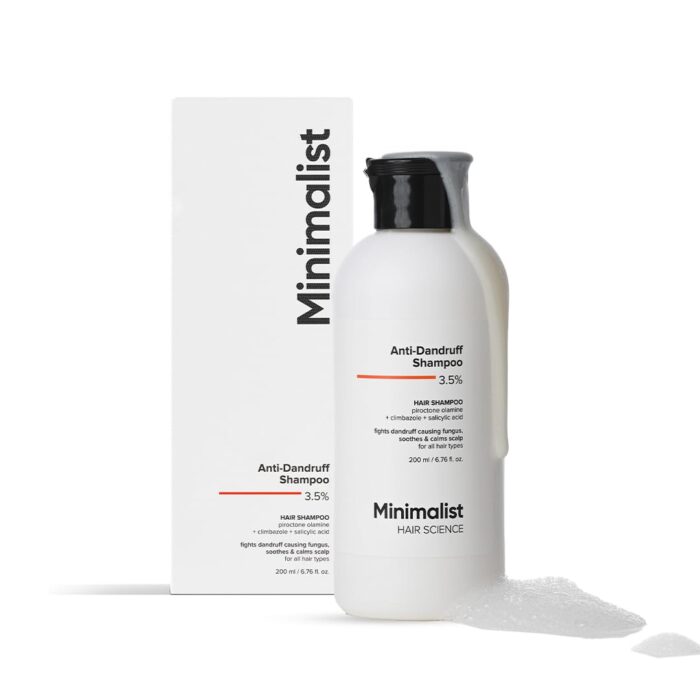 Minimalist Anti-Dandruff Shampoo | With Salicylic Acid, Climbazole & Piroctone Olamine | Remove Flakes, Soothes Itchy Scalp & Reduces Dandruff | Sulphate-Free | Fragrance-Free | Suitable for All Hair Types | For Men & Women | 200 ml