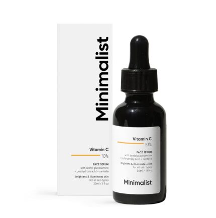 Minimalist Dull Skin, Dark Spots & Uneven Tone Treatment 10% Vitamin C Face Serum | Formulated & Tested for Sensitive Skin with Ethyl Ascorbic Acid & Pha | All Skin Types|For Men & Women | 30Ml