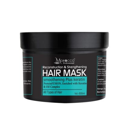 Morocco Professional® Hair Mask for Smoothing Plus Keratin - 500ml | Deep Conditioning Treatment for All Hair Types | Enriched with Keratin for Smooth, Silky, and Frizz-Free Hair