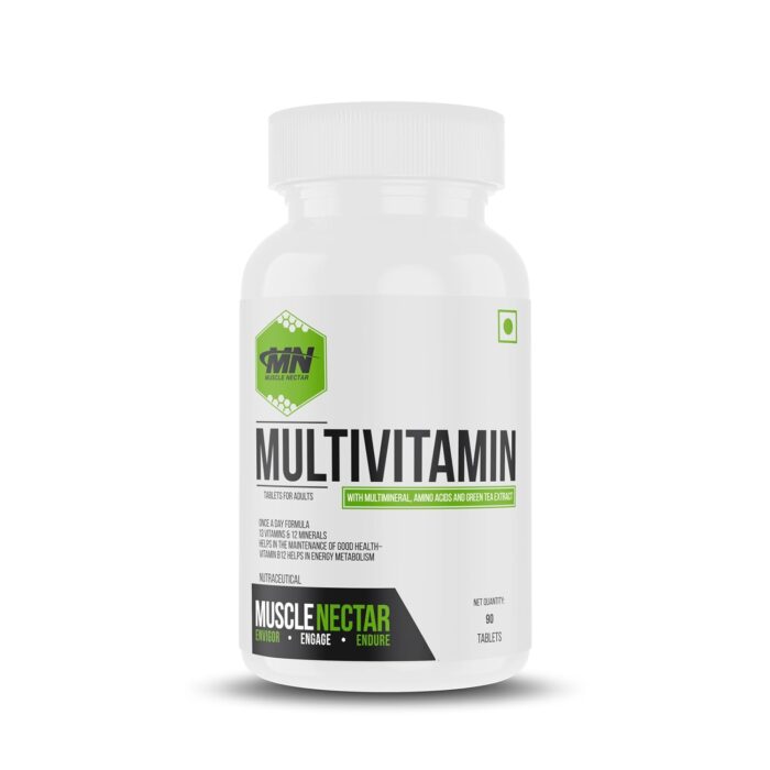 Muscle Nectar Multivitamin for MEN and WOMEN- 90 Tablets, 25 Vitamins & Minerals, Amino Acids & Anti-Oxidants (Green Tea Extract, Grape Seed Extract, Panax Ginseng Extract, Lutein, Lycopene). Vegetarian.