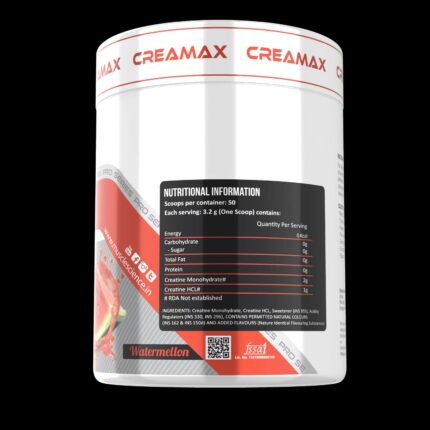 Muscle Science Creamax 50 Serving Flavoured Creatine 160gm. Blend of 2gm 100% Pure Micronized Creatine monohydrate & 1gm Creatine HCL for Strength, Power & endurance (ORANGE)