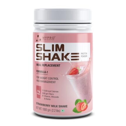 Mypro Sport Nutrition Slim Shake Protein Powder-Meal Replacement Shake For Weight Control & Management-Sugar-Free,For Men & Women-1000 Gm- Strawberry Milk Shake Flavor