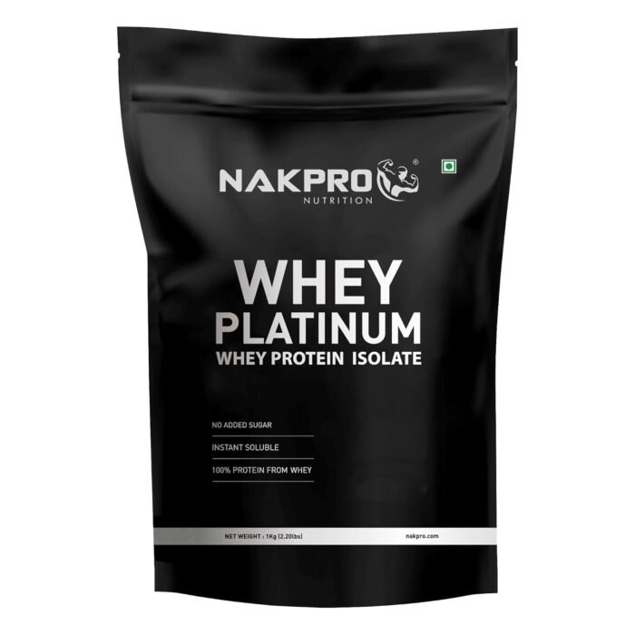 NAKPRO Platinum Whey Protein Isolate 90%, 1kg Unflavoured | 31g Protein, Trustified Certified & No Adulteration | Fast Absorbing Whey Protein Powder
