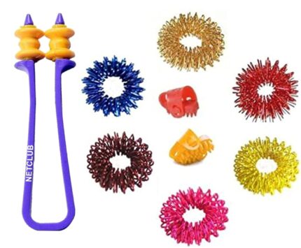 NETCLUB Acupressure kit gym Massager Tools Combo Kit With 6 Pc Sujok Rings For Massage 2 Pc Thumb Pad 1pc finger care fitness kit blood circulation body massager