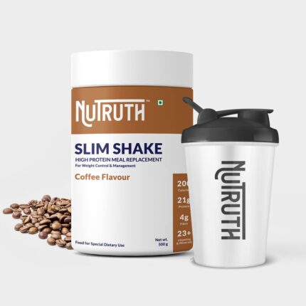 NUTRUTH- High Protein Meal Replacement Coffee Flavoured Shakes | 21 Gm Protein/Serving | Weight Control & Management Protein Shake for Men and Women | 500 ml Shaker Free