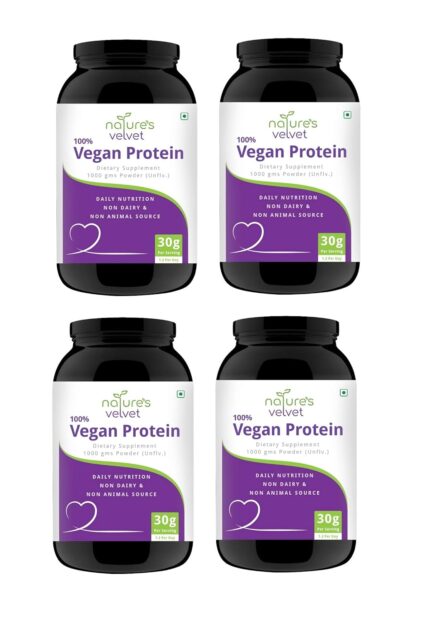 Nature's Velvet Vegan Protein,100% Vegan & Plant Based Protein, Rich in BCAAs, 1000gms -Pack of 4