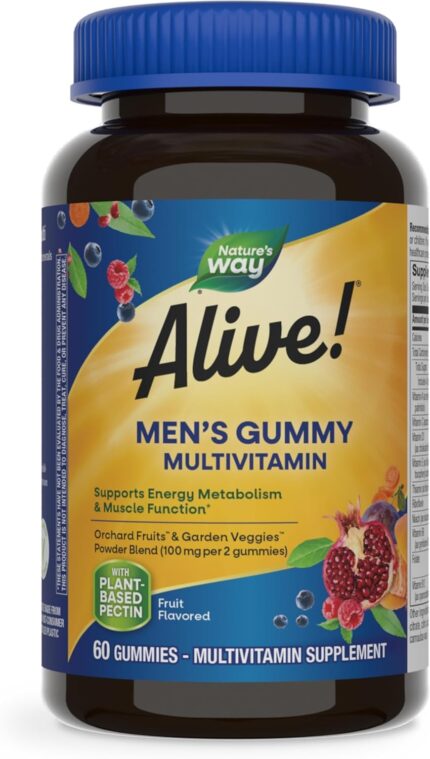 Nature's Way Alive Men's Daily Multi-vitamin Gummies Fruit Flavored, 60 Count