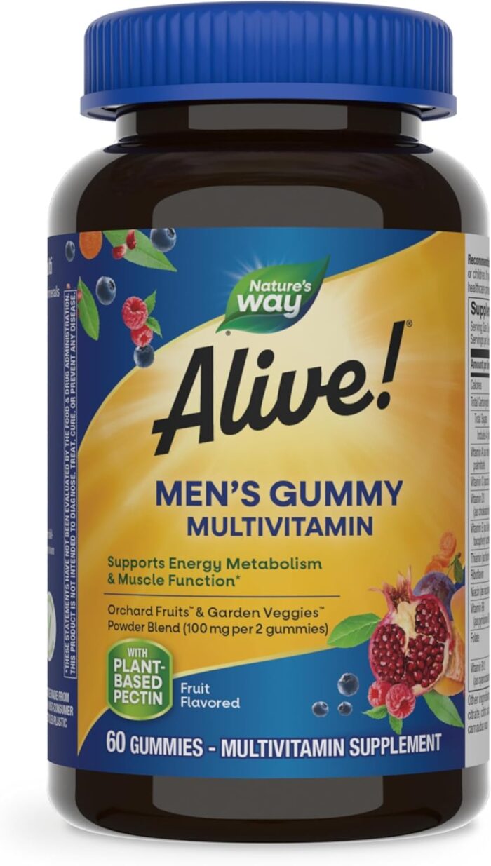 Nature's Way Alive Men's Daily Multi-vitamin Gummies Fruit Flavored, 60 Count