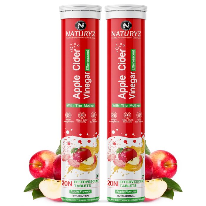 Naturyz Apple Cider Vinegar Effervescent Tablets|Detox|Immunity|Supports Digestion|Gluten-Free|Vegan - 40 Capsule (Apple Flavour),2 Count