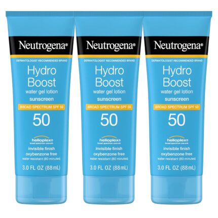 Neutrogena Hydro Boost Water Gel Non-Greasy Moisturizing Sunscreen For All Skin Types Lotion With Broad Spectrum Spf 50, Water-Resistant, 3 Fl Oz, Pack Of 1