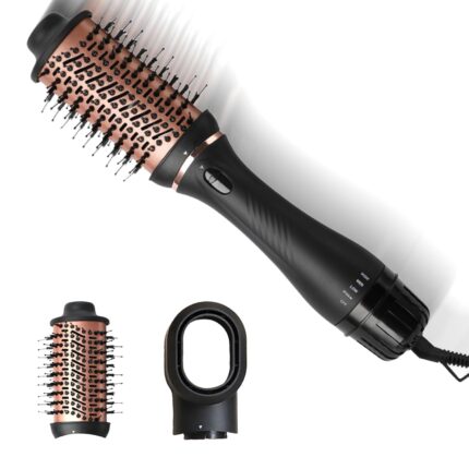 NexLev Ionic 3 in 1 Hot Air Brush|1.5 Inch Barrel |Volumizer Blow Dry & Style|Ceramic Tourmaline Coated for Heat Protection|1200W|Dual Bristle for Tangle Free Styling|Salon Like Soft Curl at Home|V-03