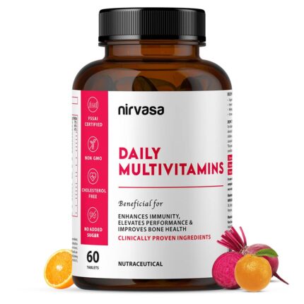 Nirvasa Daily Multivitamin Tablets for Men & Women | Enhances Immunity & Energy | Vitamin Tablets to Promote Healthy Bones, Joints & Muscles - 60 Tablets x 1