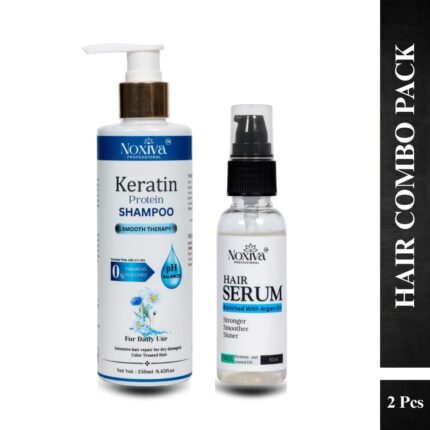 Noxiva Keratin Protein Shampoo & Hair Serum Set Sulfate & Paraben Free Strengthens, Repairs & Smoothens Anti-Frizz & Hair Growth Treatment Hydrating Formula for All Hair Types