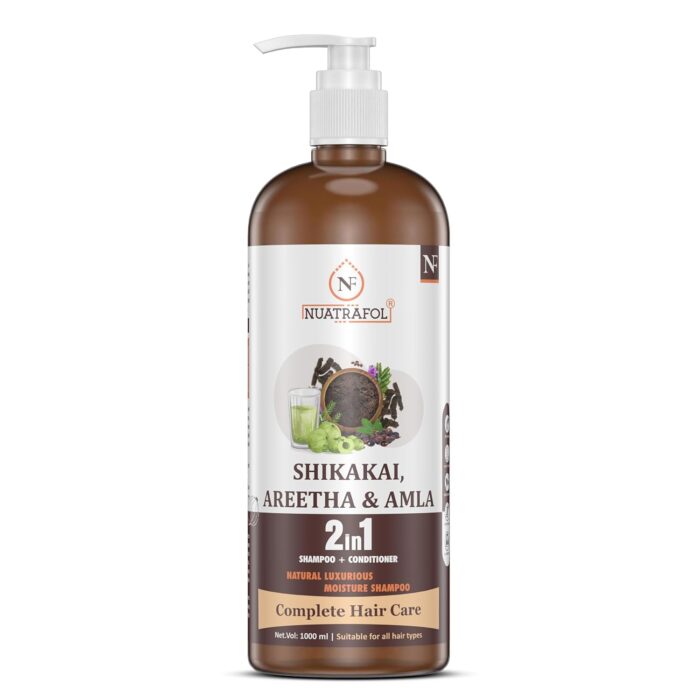Nuatrafol 2-in-1 Shikakai, Amla & Areetha Shampoo + Conditioner – Nourishing Hair Care for Strong, Healthy Hair – Natural Herbal Formula for Scalp & Hair Health-1Ltr.