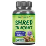 Nutrainix Shred in Night Natural Thermogenic Fat Burner and Weight Reduced Supplement for Men and Women, Boost Metabolism, Promote Healthy Sleep - 30 Veg Capsules