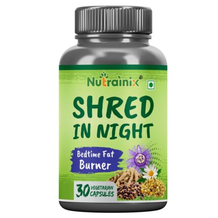 Nutrainix Shred in Night Natural Thermogenic Fat Burner and Weight Reduced Supplement for Men and Women, Boost Metabolism, Promote Healthy Sleep - 30 Veg Capsules