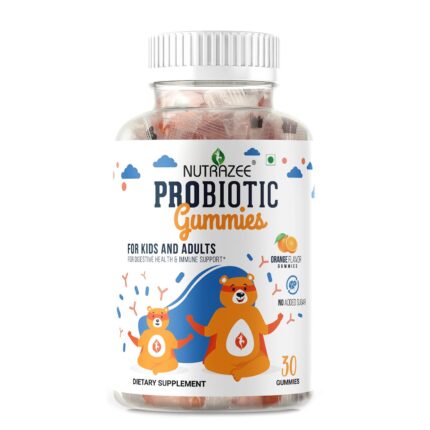Nutrazee Probiotic Gummies,2 Billion CFU,Prebiotic Fiber Supplement,Zero Added Sugar For Kids,Men & Women Clinically Validated For Digestion,Easy Bowel Movement & Immunity,30 Orange Flavour Gummy Bear