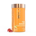 Nutriburst Triple Immunity Gummies with Vitamin C, Zinc and Amla extract | No-Added Sugar | Orange Flavor | 100% Vegetarian | 60 Gummy