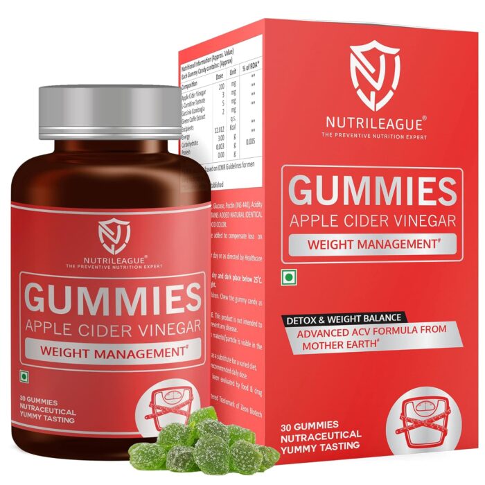 Nutrileague Apple Cider Vinegar Gummies | 500 mg ACV with Mother Earth | 30 Gummies | Advanced Weight Loss Formula (Pack Of 1)