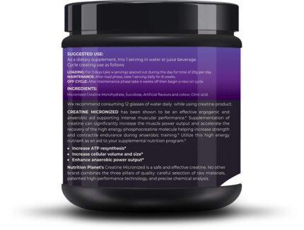 Nutrition Planet Micronized Creatine Monohydrate Powder(Black Currant, 348 grams / 0.76 Lb, 60 Servings)