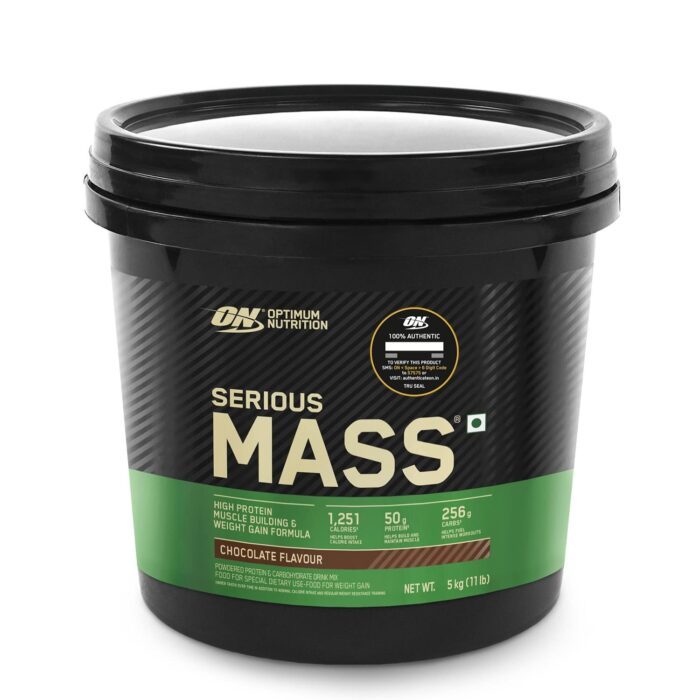 OPTIMUM NUTRITION (ON) Serious Mass Gainer powder (Veg) - Pack of 5 kg (Chocolate), Vitamins & Minerals, High Protein High Calorie Weight Gainer with 3gm Creatine