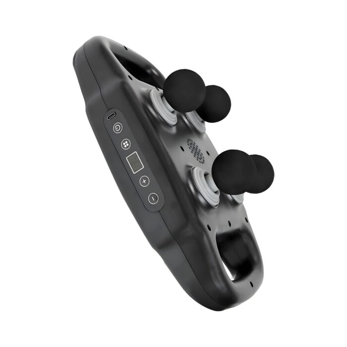 Oblivion Handheld Full Body Massager 4-Head Percussion Massage Gun For Deep Tissue Muscle Relaxation, Portable Cordless Electric Recovery Device With Adjustable Speed For Pain Relief, Black