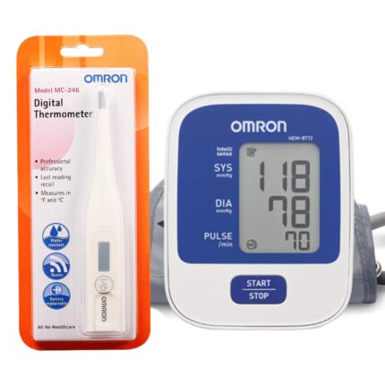 Omron Automatic Upper Arm Blood Pressure Monitor and Digital Thermometer Combo, White