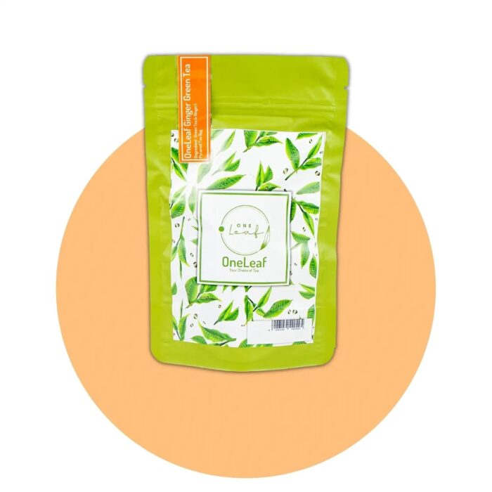 OneLeaf Ginger Green Tea | Cold & Stress Relief | Green Tea for Anti Aging Skin, Hair Growth, Weight loss | Immunity and Body Detoxifying Tea | Adrak Flavoured Chai- 30gm Pouch (15 Tea Bags) pack of 1
