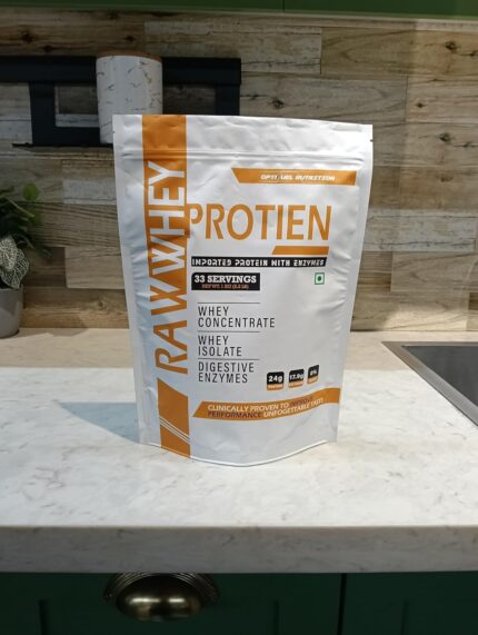 Optifuel Nutrition Raw Whey Protein | Digestive Enzymes | Fast Absorbing, No Bloating, Easy to Digest | Faster Muscle Recovery | 1kg (1kg, Banana)