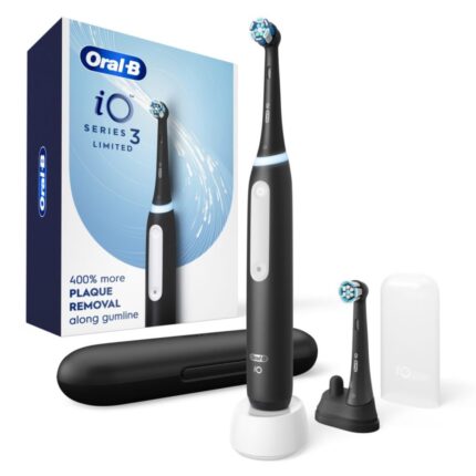 Oral-B Adult Io Series 3 Limited Electric Toothbrush With (2) Brush Heads, Rechargeable, Black, 1 Piece