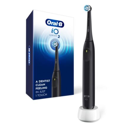 Oral-B Io Series 2 Rechargeable Electric Powered Adult Toothbrush, Night Black With 1 Gentle Care Brush Head - Automatic Pressure Sensor To Protect Gums - 3 Modes - 2 Min Timer, 1 Count