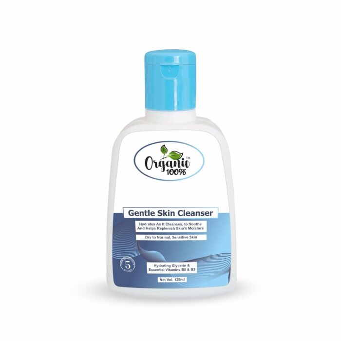 Organic 100% Face Wash Gentle Skin Cleanser for Dry to Normal, Sensitive Skin, 125 ml Hydrating Face Wash with Niacinamide, Vitamin B
