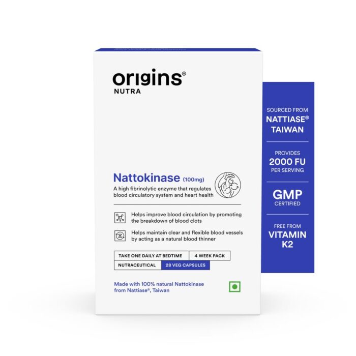 Origins Nutra Nattokinase 2000FU (Nattiase®) | Promote Heart Health, Natural Blood Thinner, Control High Blood Pressure | GMP Certified | 28 Capsules