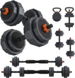 OtG ON THE GO 6 In 1 10 kg Adjustable Dumbbells Push up stands Kettlebells and Extension Barbell Rod for Home Gym Workout With Gloves & Wrist Support (10Kg)