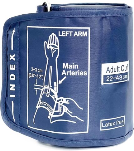 PAXMAX Single Tube Extra Long XL Size Blood Pressure Monitor Machine Cuff (22-52 cm) - Compatible with Most Brands (Dark Blue)