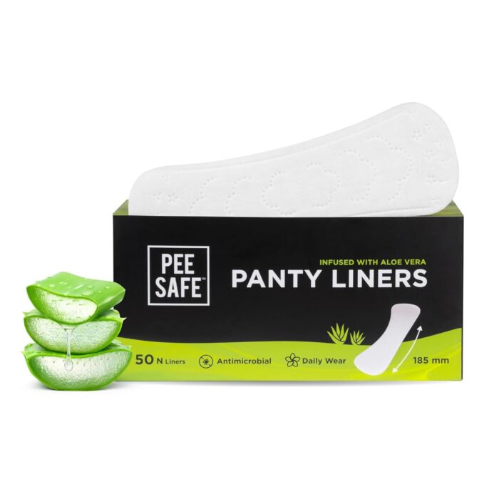 PEESAFE Aloe Vera Panty Liners (Pack of 50 Liners) | Curvy Design For Extra Comfort | Cottony-Soft Surface With 185mm Wide Optimal Coverage