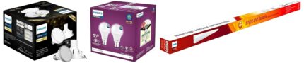 PHILIPS - 4W Cool Day White Downlighter(Pack of 1), 9W Multipack B22 LED Cool Day White LED Bulb(Pack of 2)(Ace Saver) & Ujjwal 20-Watt LED Batten, Cool Day Light, 4 feet