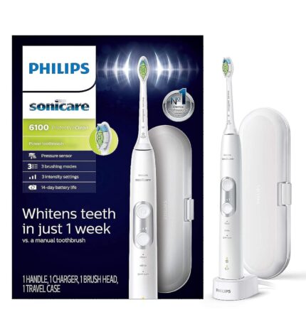 PHILIPS Adult Sonicare Protective Clean 6100 Electric Tooth Brush, Hx6877/21, 1 Pound,White