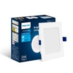 PHILIPS Polycarbonate Astra Sleek 10-watt Square LED Downlighter|LED Ceiling Light for Home and Hall|Cut Out: 110 mm, Color: Cool Day Light, Pack of 1
