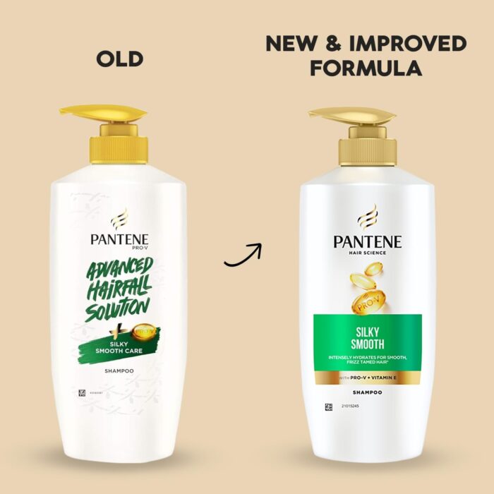 Pantene Advanced Hairfall Solution, Silky Smooth Care Shampoo, Pack of 2, 650ML, Green