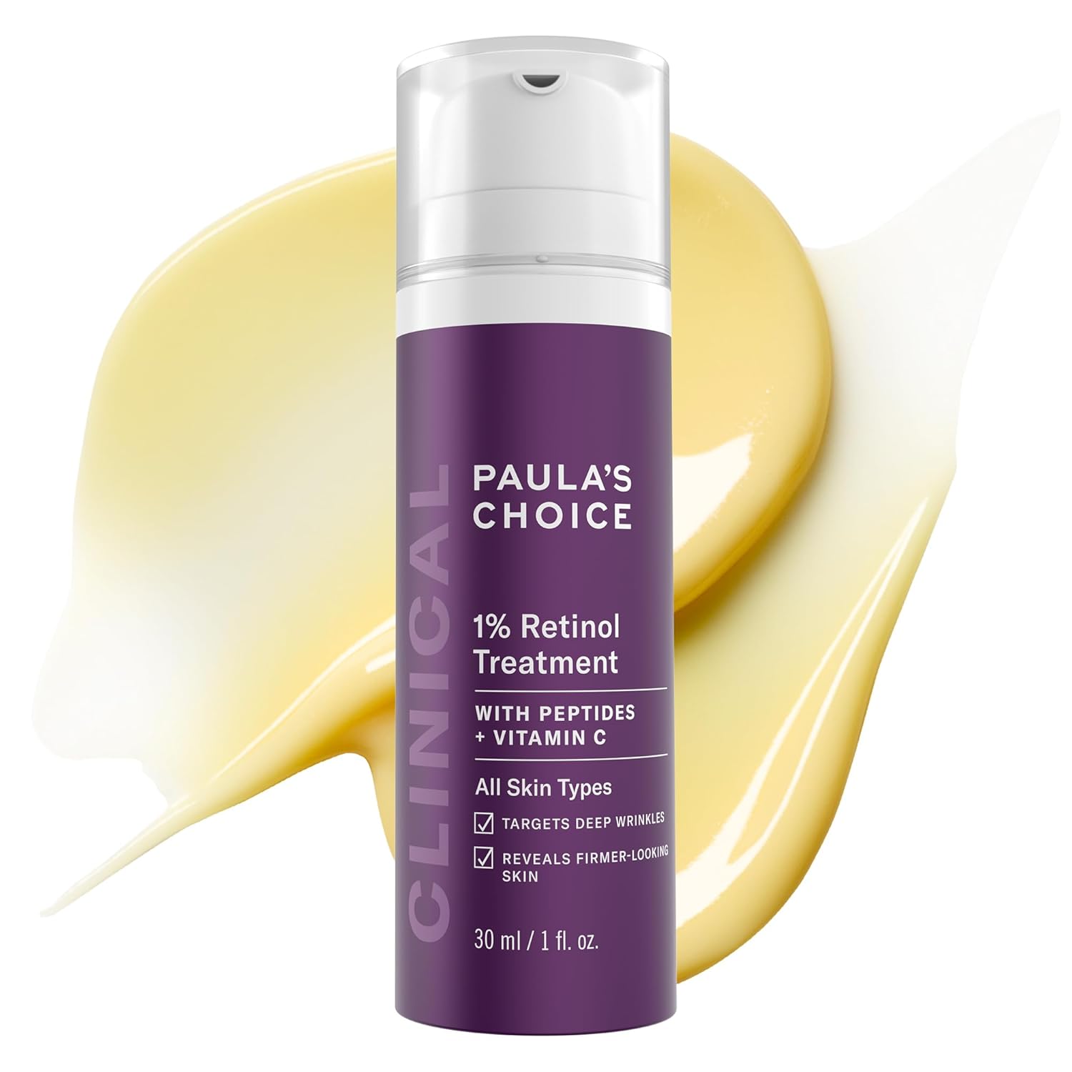 Paula's Choice CLINICAL 1% Retinol Treatment Cream with Peptides, Vitamin C & Licorice Extract, Anti-Aging & Wrinkles - 30 ml