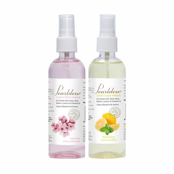 Pearldew Hand Sanitizer (Spray) Combo Pack of 2-120 ml | Japanese Cherry Blossom and Refreshing Lemon & Mint