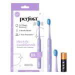 Perfora Electric Toothbrush, 2 Modes, AAA Powered, 2 Brush Heads, 90 Days Battery Life | 1 Year Warranty | Electric Brush, Electric Toothbrush For Men, Women & Kids, 002 - Lilac Lavender (Pack of 1)