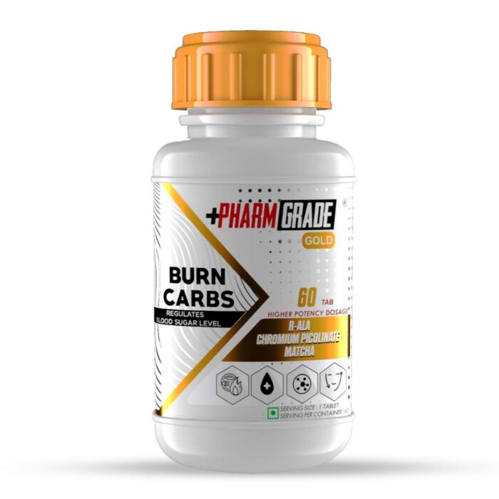 Pharmgrade Burn Carbs R-ALA For Weight management & Controls Blood Sugar With Alpha Lipoic Acid 300mg | Chromium Picolinate 300mcg |Fenugreek Seed Powder 100mg | (60 Tablets)