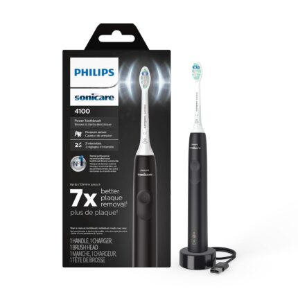 Philips Sonicare - 4100 Electric Toothbrush, Rechargeable Electric Toothbrush With Pressure Sensor, Black Hx3681/24 - Adult, 244.944 Gram