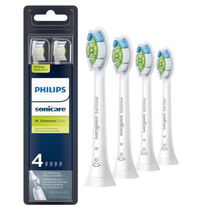 Philips Sonicare DiamondClean replacement toothbrush heads, HX6064/65, BrushSync technology, White 4-pk