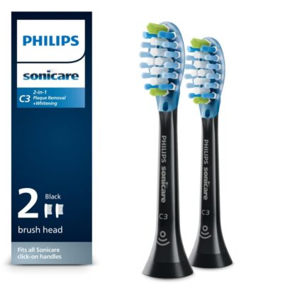 Philips Sonicare Premium Plaque Control replacement toothbrush heads, HX9042/95, Smart recognition, Black 2-pk