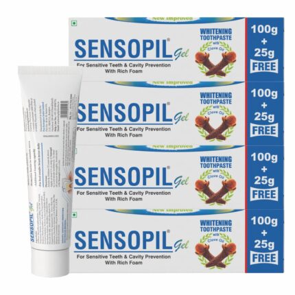 Pil Sensopil Gel Whitening Toothpaste With Clove Oil&Dual Action Formula | For Deep Repair Of Sensitive Teeth & Cavity Prevention-(125G Each) (Pack Of 4) Afr23117