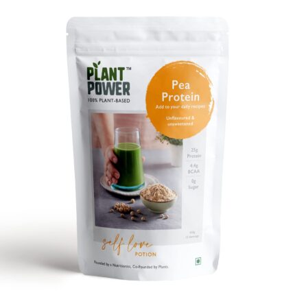 Plant Power Pea Protein Isolate with Natural Digestive Enzymes, 100% Plant-Based, Non-GMO, No Sugar, Natural (450 Grams)